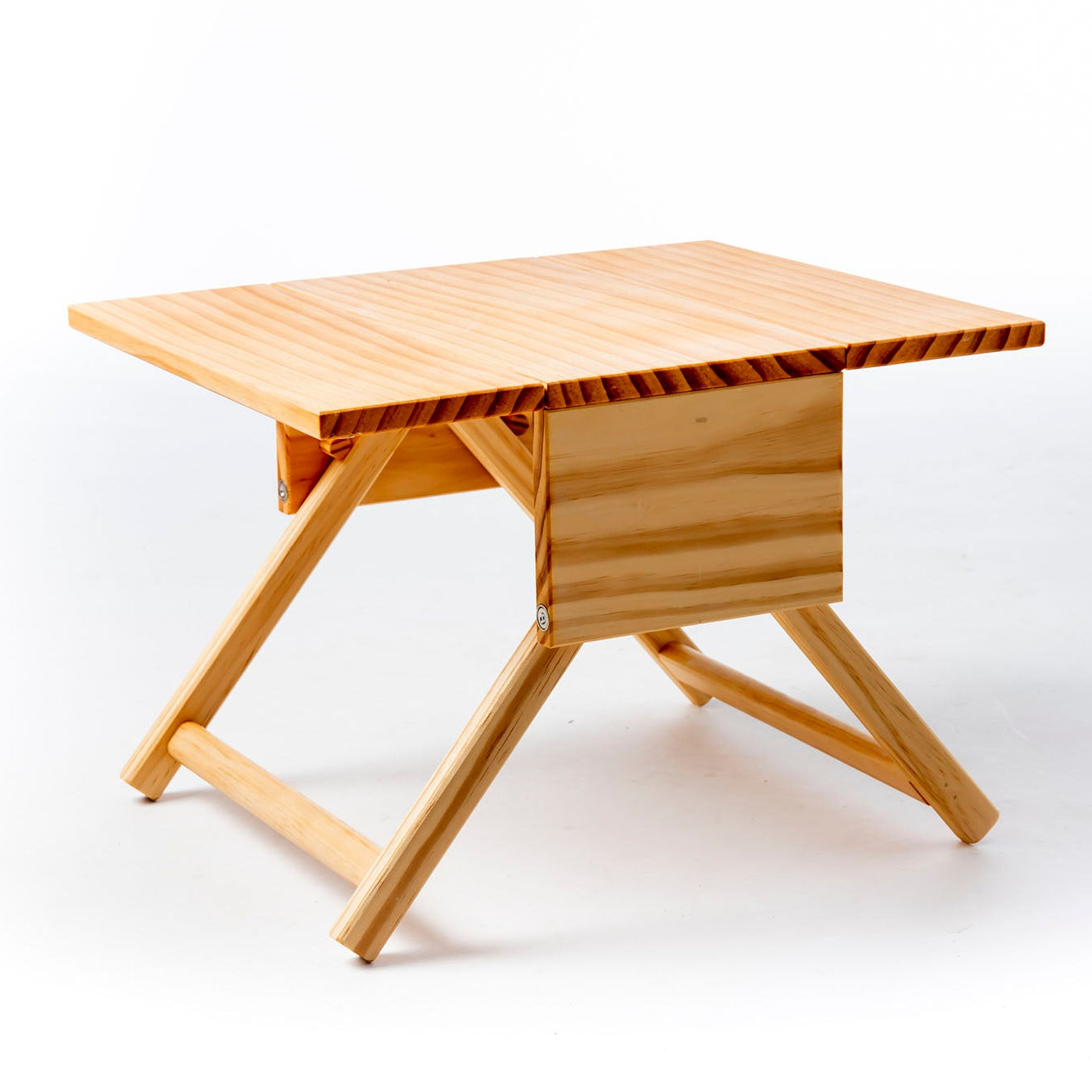 Wooden folding table on a white background. Victoria James Home Storage Box VJA Convertible