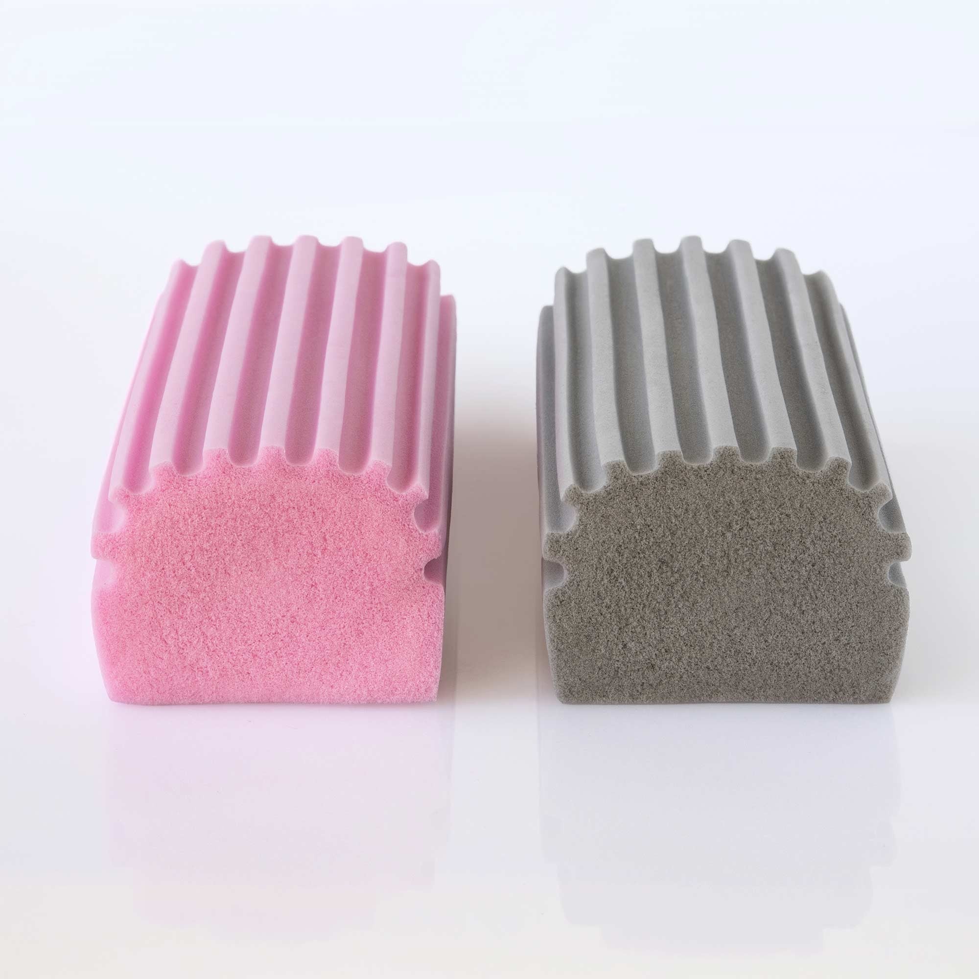 Pink and gray sponges with textured surfaces on a white background. Simply Clean Damp Duster Sponge - 2 Pack